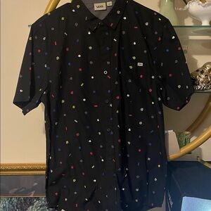 Vans Men's Black Multicolor Button Down Shirt 000793